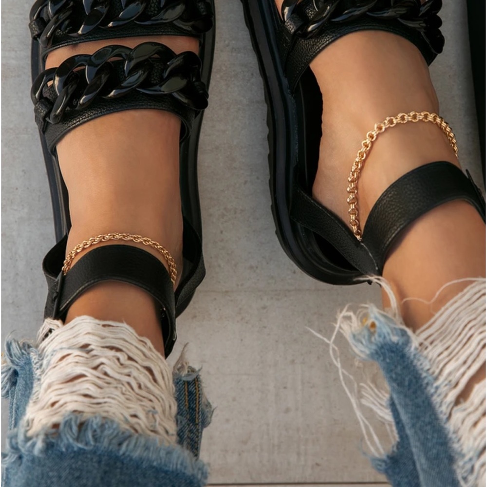 Black chunky sandals